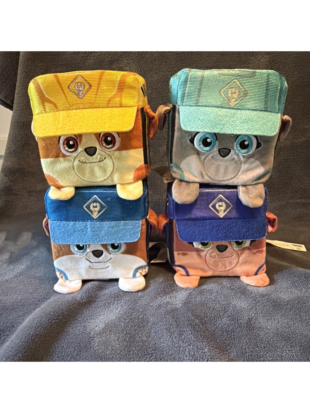 Paw Patrol Nickelodeon Rubble Charger Mix Motor Crew 4" Cube Plush Toy Set of 4